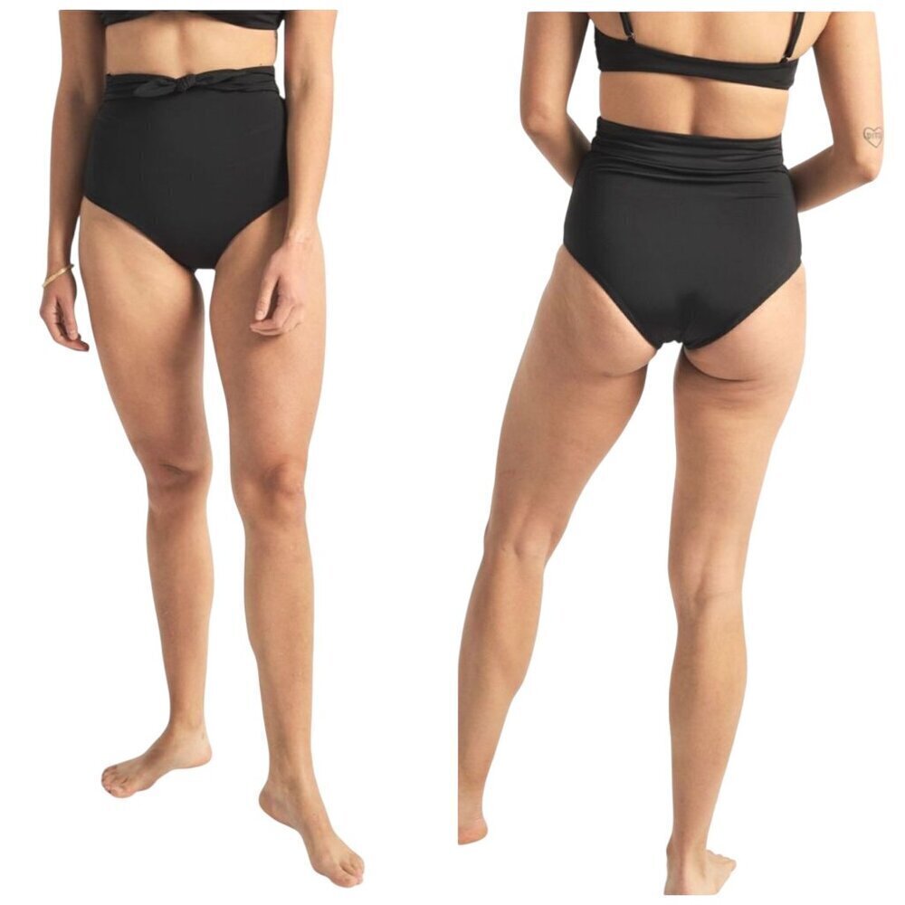 Mara Hoffman Jay High-Waist Bikini Bottom Black Size Small NWT $150